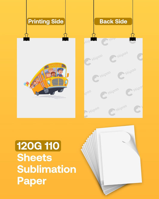 Hiipoo Sublimation Paper 8.5x14 inch 110 Sheets for Any Inkjet Printer Which Match Sublimation Ink 120gsm,over 98% High Transfer Rate,DIY Print Tools, White