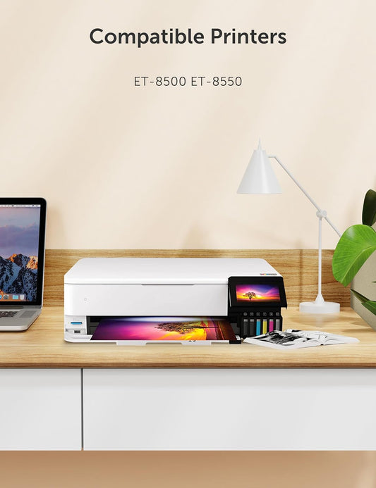 Hiipoo 600ML Sublimation Ink for ET-8500 ET-8550 Wide-Format Supertank Printers Heat Press Transfer on T-Shirt Tumblers (6 Color, 1PK,1BK,1C,1M, 1Y, 1GY)