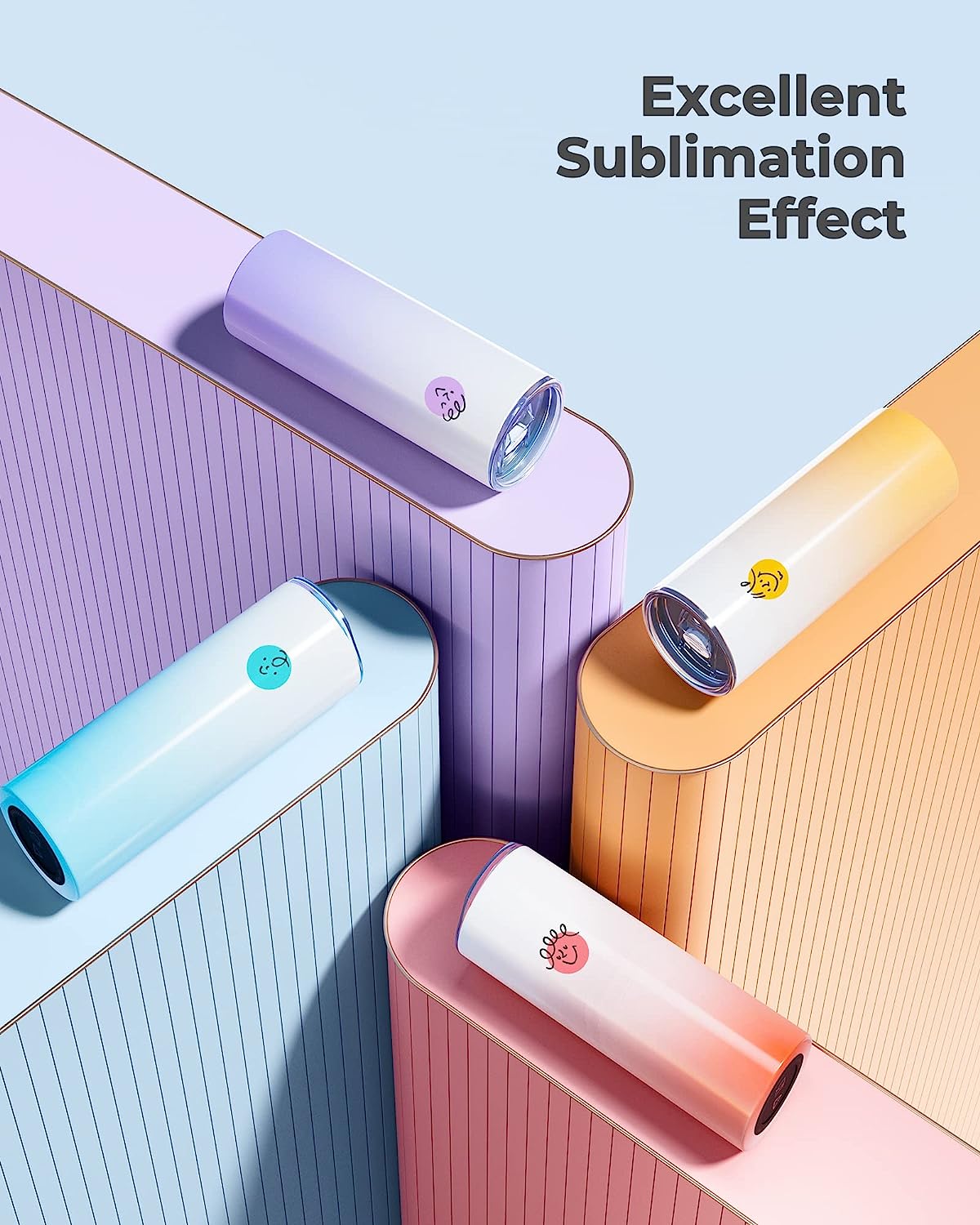 Hiipoo 4 Pack Sublimation Tumblers Bulk 20 oz Skinny, Stainless Steel Double Wall Insulated Straight Sublimation Blanks Tumbler Blank White with 4 Lids, 4 Straws and Brushes,5 Shrink Wrap Films, Gift