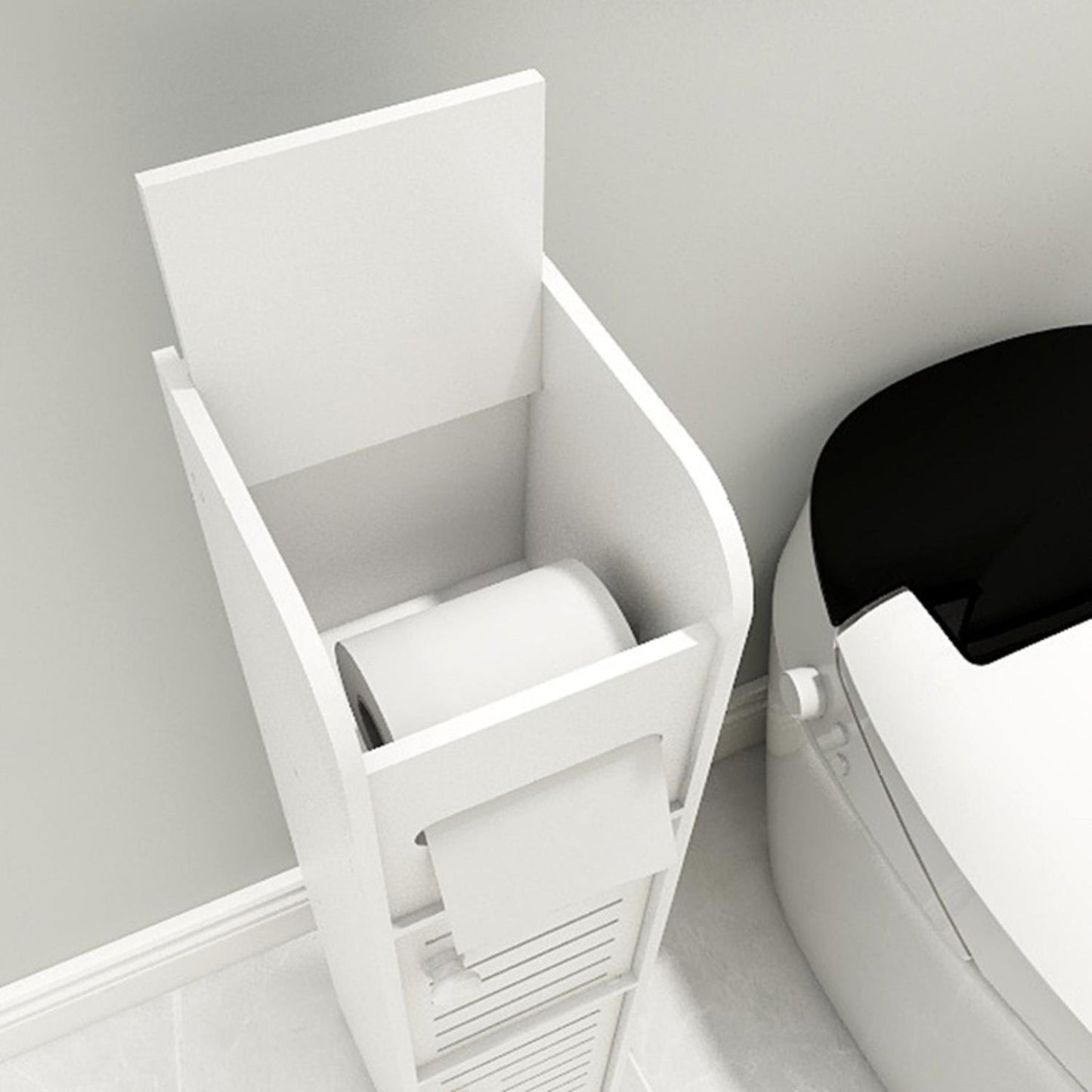 Homeika Bathroom Storage Cabinet with 2 Doors and 2 Shelves, 4 Tier Design Toilet Paper Storage Stand for Small Space and Corner, L6.7 x W6 x H31 Inch, White