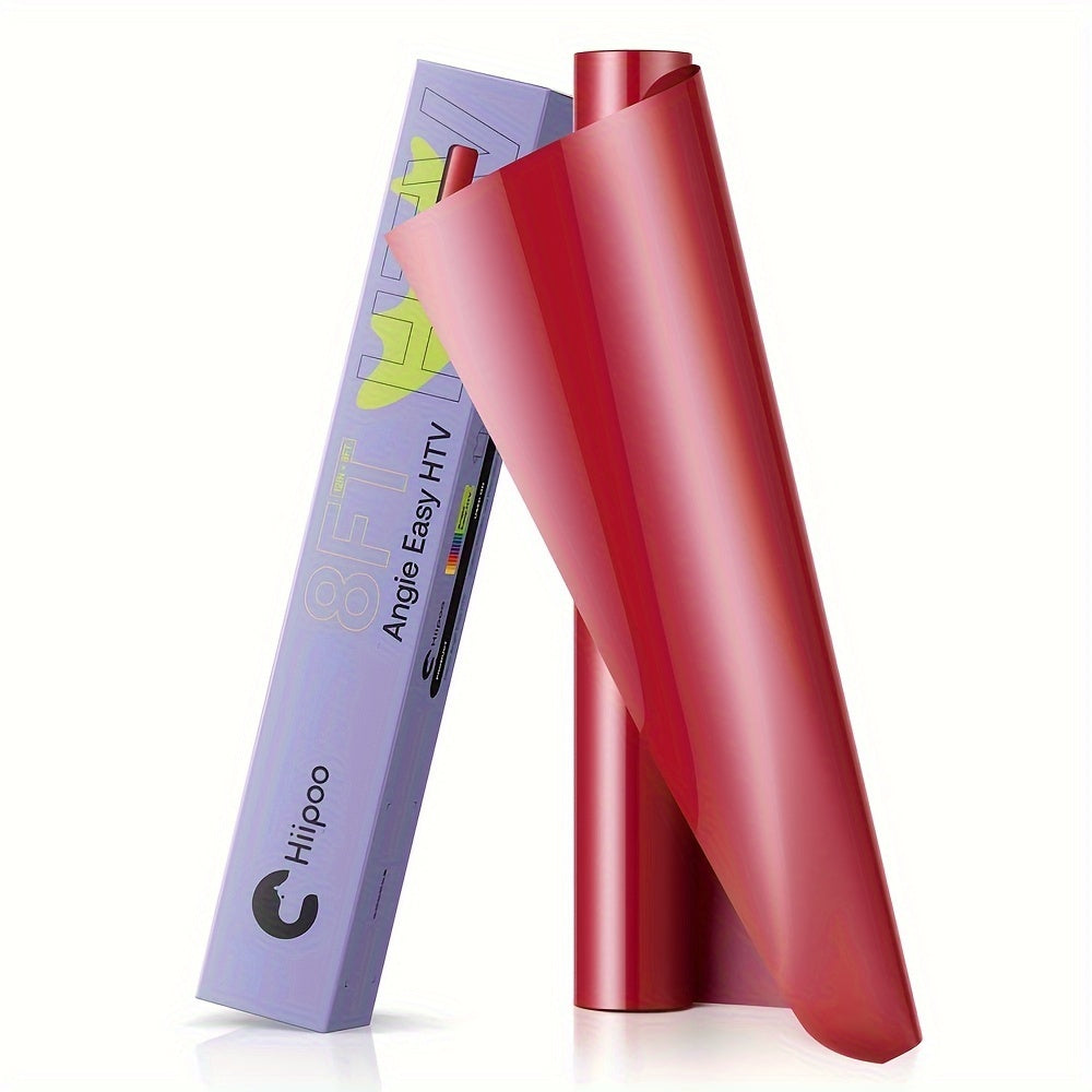 Hiipoo V2 HTV Heat Transfer Vinyl Film Flock Suede (Bright Red, 12" x 8ft)