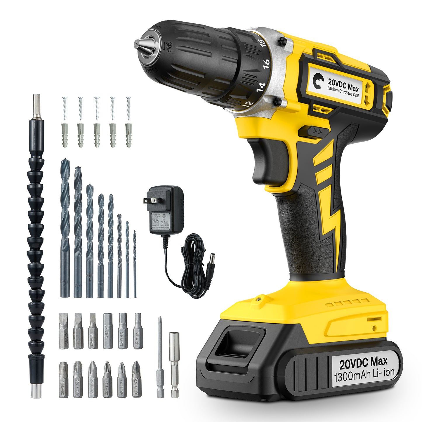 Cordless Drill, Hiipoo 20V MAX Lithium Power Drill with Battery & Charger