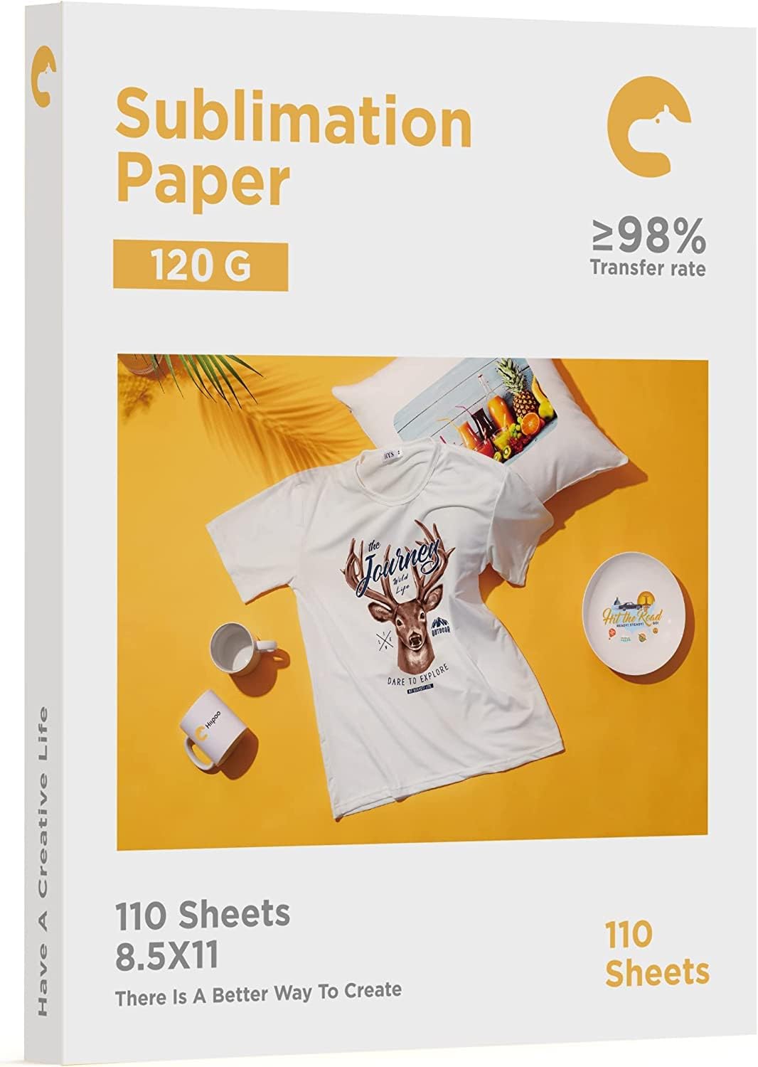 Hiipoo Sublimation Paper 8.5x11 Inch 110 Sheets for Any Inkjet Printer which Match Sublimation Ink 120gsm,Over 98% High Transfer Rate,DIY Print Tools