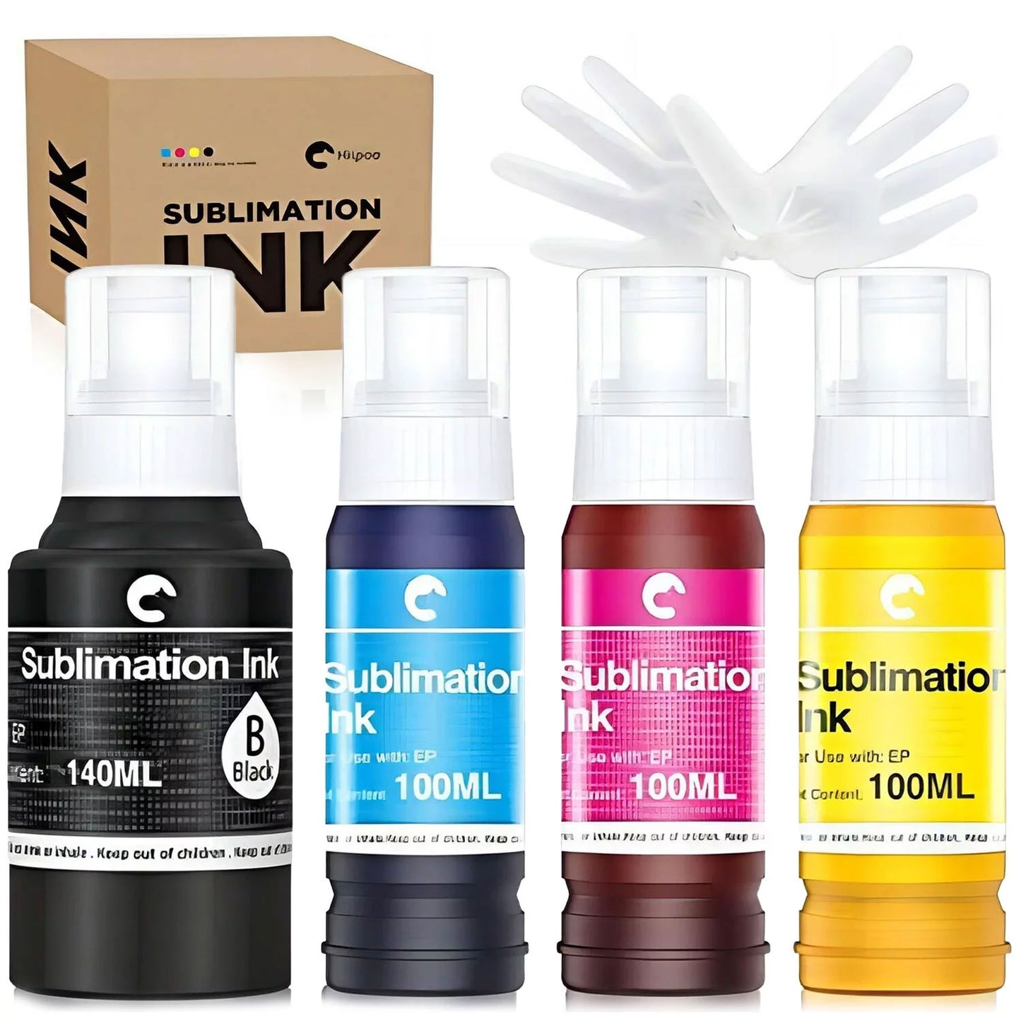 Hiipoo 440ML Sublimation Ink Fit for ET2400 ET-2720 ET-2760 ET-2800 ET-2850 ET-3760 ET-4800 ET-15000 Heat Press Transfer on T-Shirt Mug (Upgrade Version/Anti-UV)