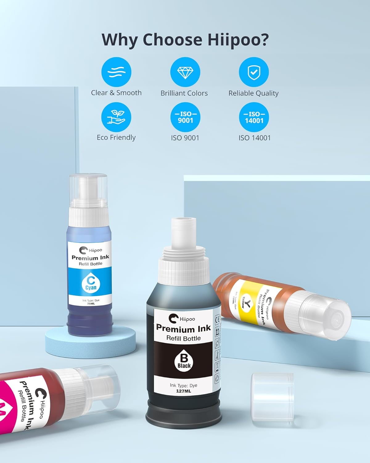 Hiipoo 502 522 Ink Replacement for 502 T502 522 T522 Ink (Not for Sublimation) Work with ET-2700 ET-2720 ET-2750 ET-2760 ET-2800 ET-3750 ET-3760 ET-4700 ET-4750 ET-4760 Printer