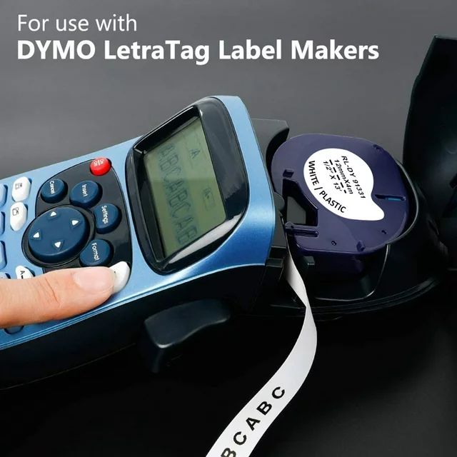 OfficeWorld 6-Pack Label Maker Tape Compatible with Dymo LetraTag Refills for LetraTag Label Maker LT-100H LT-100T QX50 91330 91331 91332 91333 91334 91335(1/2*13 Feet, 12mm 4m) Black on White