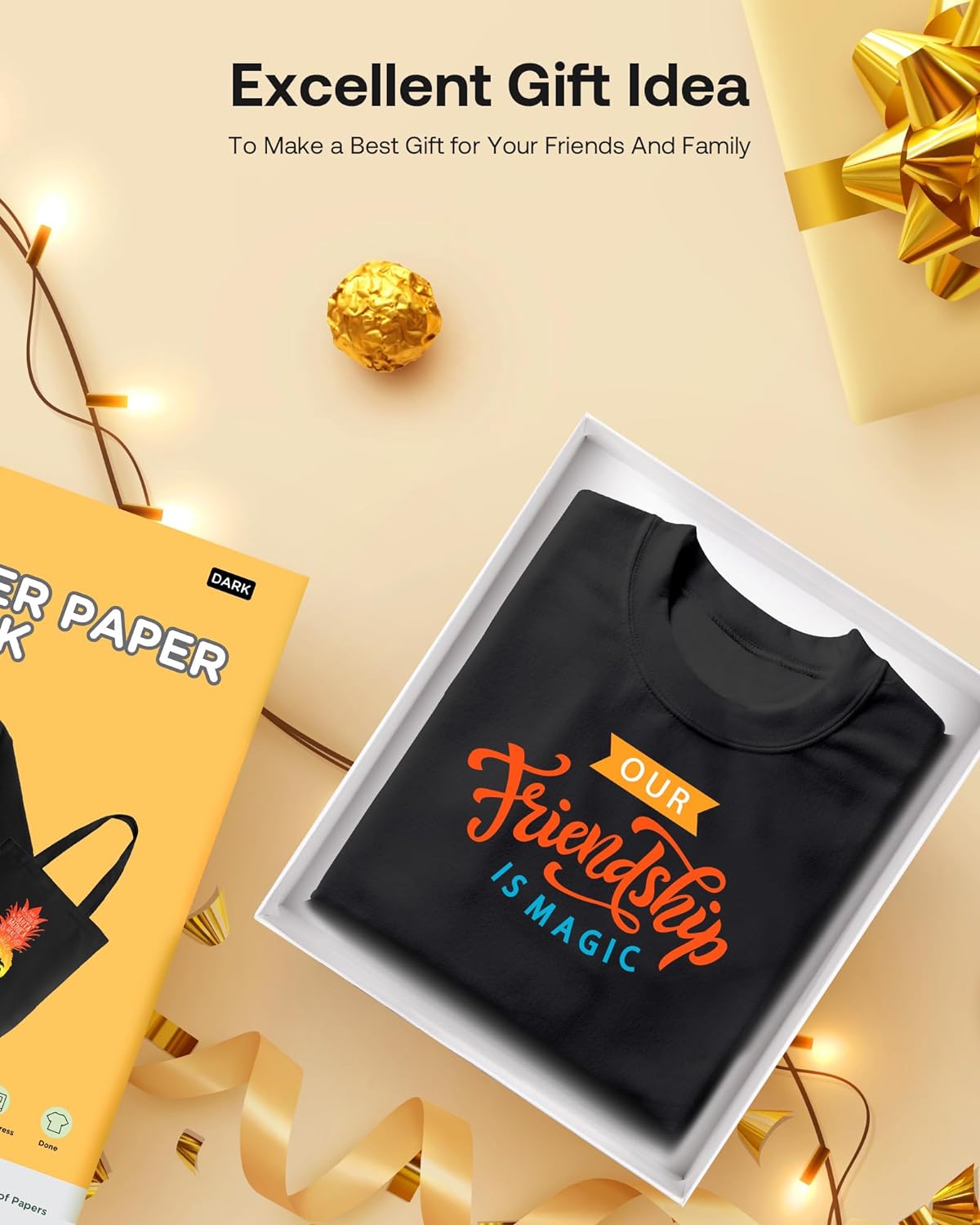 Hiipoo Heat Transfer Paper 8.5x11inch Iron-on Transfer Paper for T-Shirt 50 Sheets Printable and Washable Dark Transfer Paper for Inkjet Printer