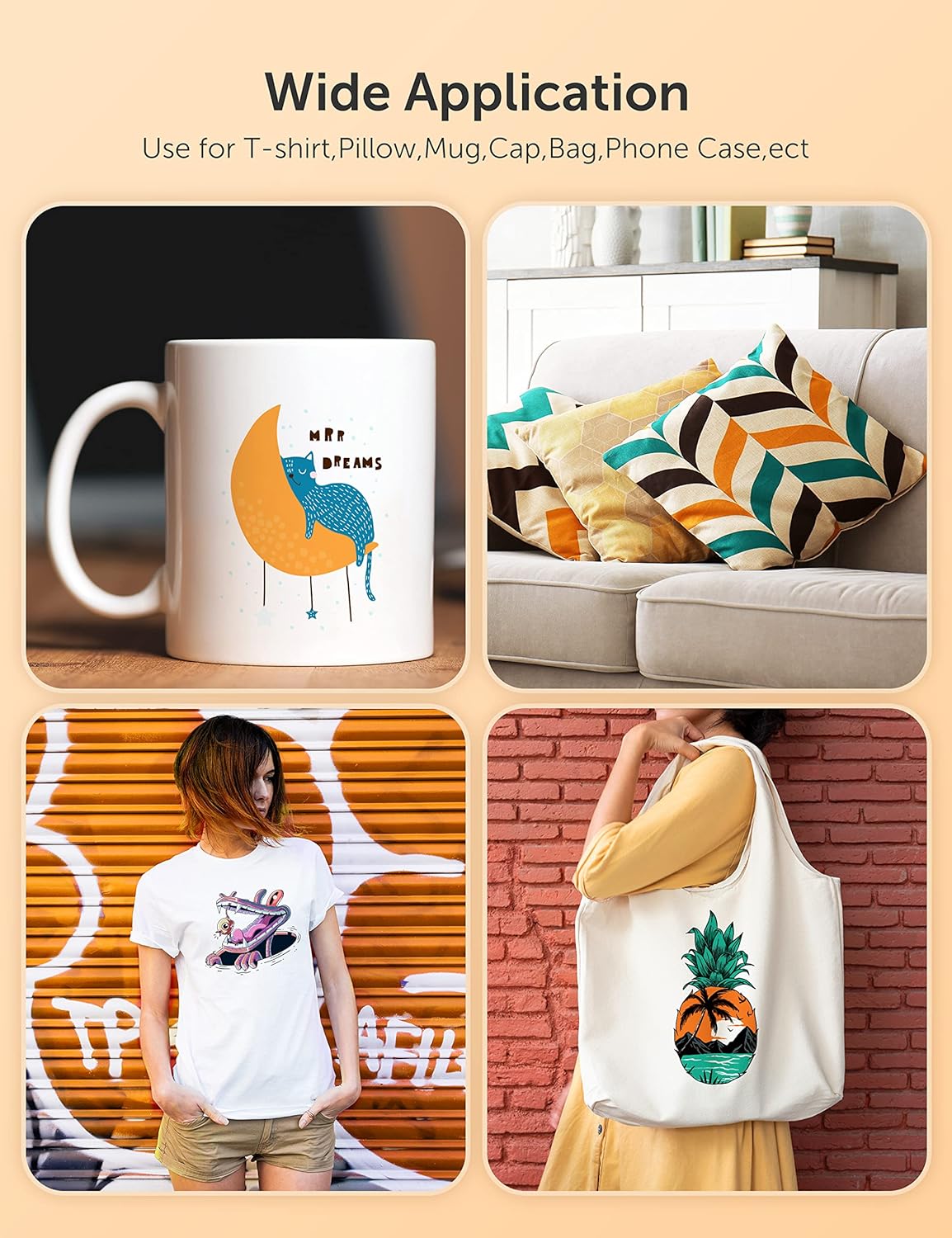 Hiipoo Sublimation Ink Set with 110 Sheet Sublimation Paper 8.5x11” 125G, 2 Pack Teflon Sheet, Heat Tape for EcoTank Inkjet Printer ET-2720 ET-2760 ET-2800 ET-2803 ET-2400 ET-4700 ET-4800 ET-15000