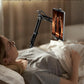 Tablet Floor Stand, 69" Height Adjustable 360-degree Rotatable Tablet Holder, Arm Stretchable Stand, Overhead Bed Phone Mount（4"~12.9''）