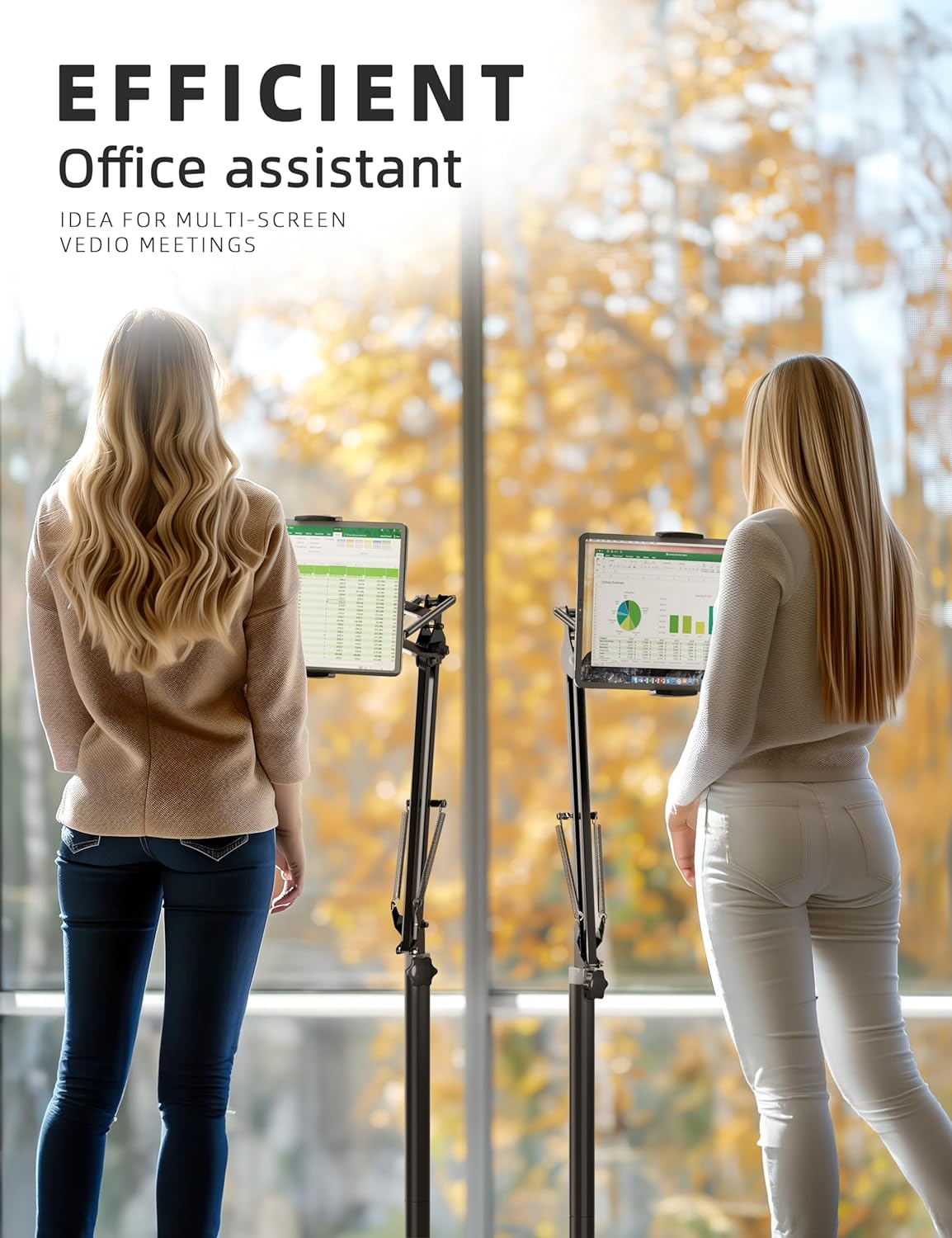 Tablet Floor Stand, 69" Height Adjustable 360-degree Rotatable Tablet Holder, Arm Stretchable Stand, Overhead Bed Phone Mount（4"~12.9''）