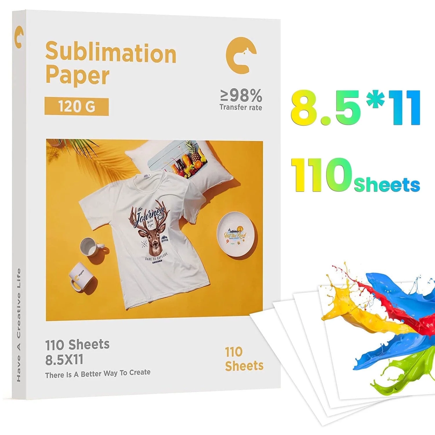 Hiipoo Sublimation Paper 8.5x11 inch, Compatible with Sublimation Ink and Ecotank Sawgrass Inkjet Printers for Mugs T-Shirts and Other Sublimation Blanks, DIY Gift (110 Sheets, 120G) (a-8.5x11)